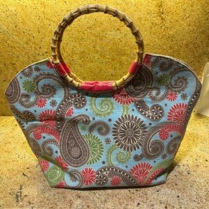 Mud Pie Tote with Bamboo Handles